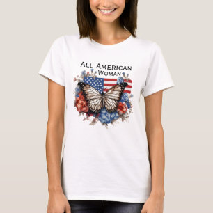 T-shirt femme 4 juillet papillon patriotique