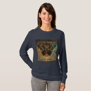 T-shirt femme à manches longues en papillon noir