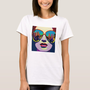 T-shirt Femme Abstraite en lunettes de soleil avec réflexi