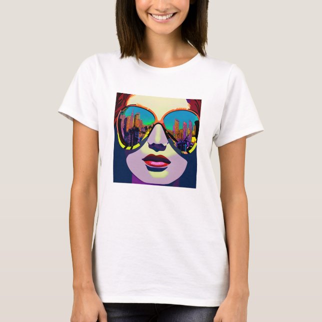 T-shirt Femme Abstraite en lunettes de soleil avec réflexi (Devant)
