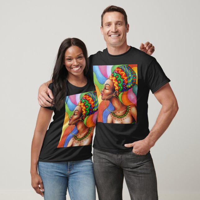 T-shirt Femme africaine avec cire tissu traditionnel (Unisexe)