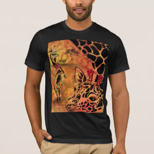 T-shirt femme africaine et girafe