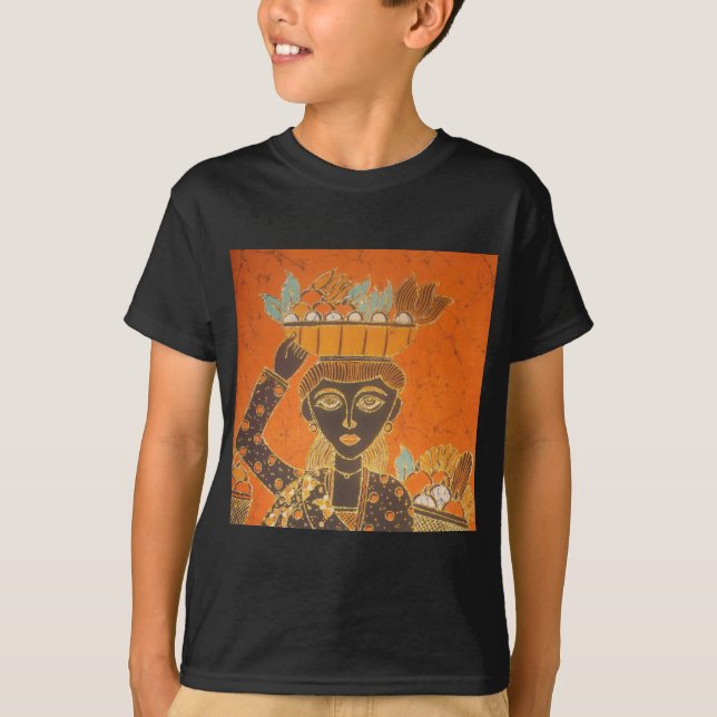 T-shirt Femme africaine portant panier d'art (Devant)