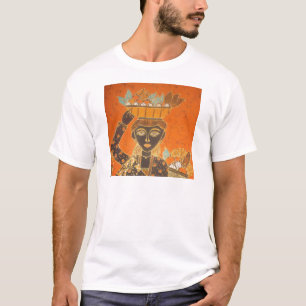 T-shirt Femme africaine portant panier d'art