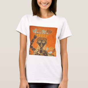 T-shirt Femme africaine portant panier d'art