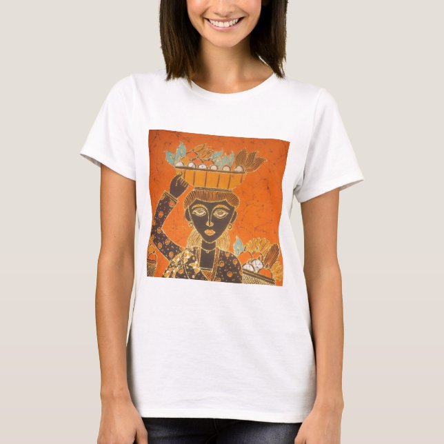 T-shirt Femme africaine portant panier d'art (Devant)