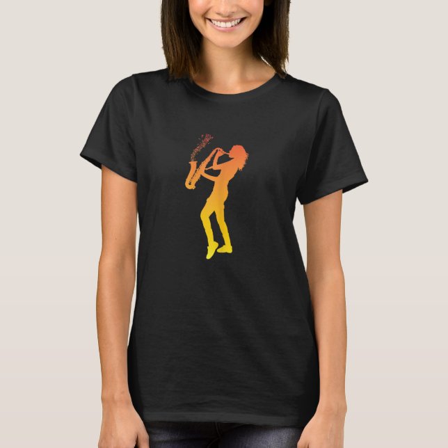 T-shirt Femme Alto Saxophone Joueuse Cool mignonne (Devant)