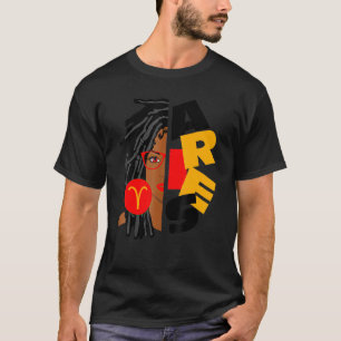 T-shirt Femme Aries Girl Afro Locs Girl Zodiac Signes Birt