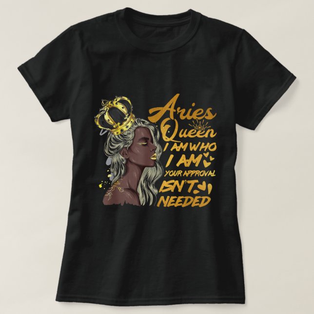 T-shirt Femme Aries Reine Anniversaire Zodiac Cadeau Black (Design devant)