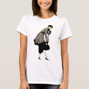 T-shirt Femme Art Déco vintage en veste Empreinte de léopa