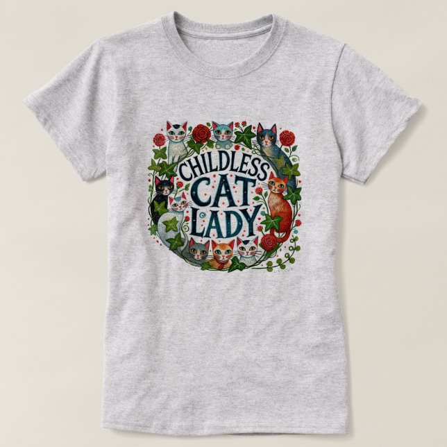 T-shirt Femme au chat sans enfant (Design devant)