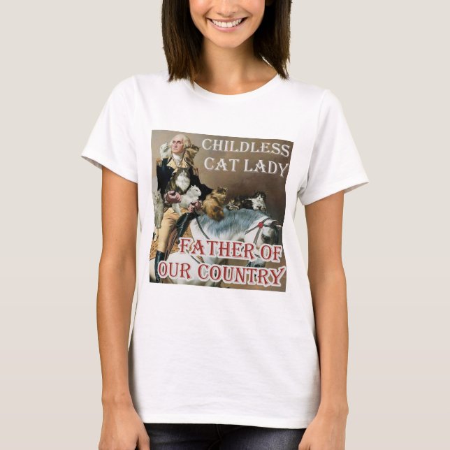 T-shirt Femme au chat sans enfant - George Washington - Ka (Devant)