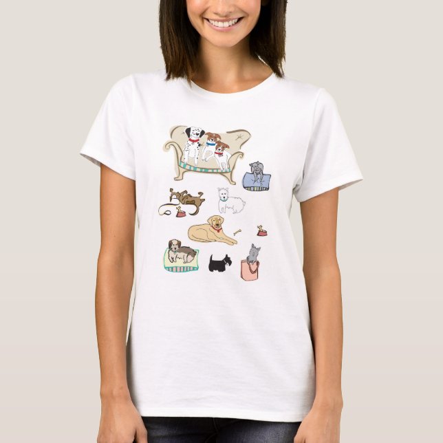 T-shirt femme avec chiens dessus (Devant)