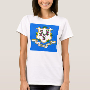 T-shirt femme avec drapeau de l'État du Connecticu