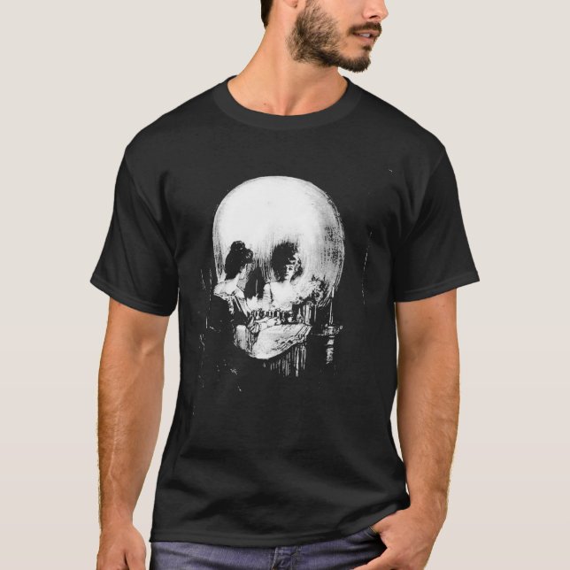 T-shirt Femme avec Halloween Réflexion du crâne dans miroi (Devant)