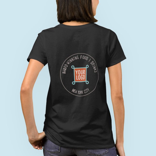T-shirt femme avec logo personnalisé sur le dos ou (MISOOK Black T-Shirt with Logo on Back)