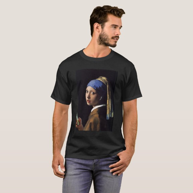 T-shirt Femme avec oreille blanche après Vermeer (Devant entier)