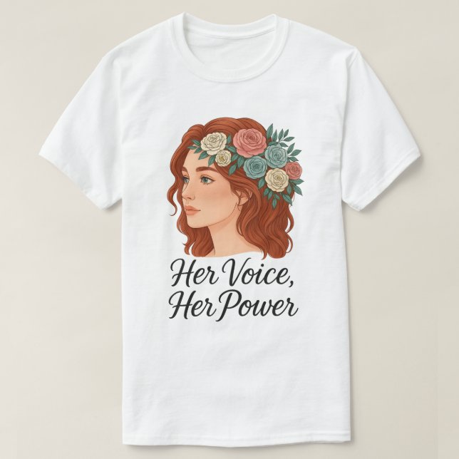 T-shirt Femme avec tête fleurie, autonomisation des femmes (Design devant)