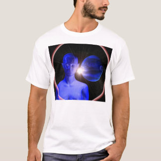 T-shirt Femme bleue dans l'espace