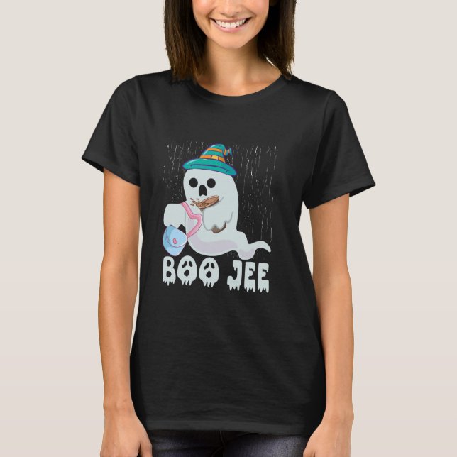 T-shirt Femme Boo Jee Cute Ghost Avec Café Halloween (Devant)