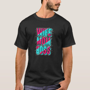 T-shirt Femme Boss Maman Bleu rose Joyeux Fête des Mères V
