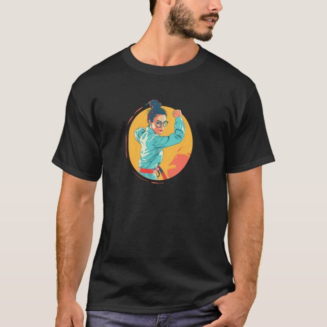 T-shirt Femme Bun Et Lunettes Design Taekwondo Maman (Devant)