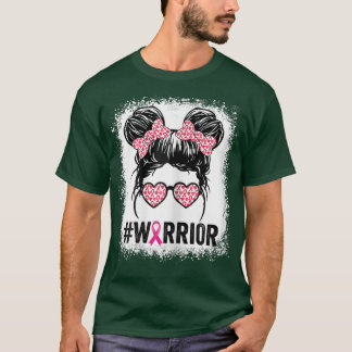 T-shirt Femme Cancer du sein guerrière Messy Bun Leopard B