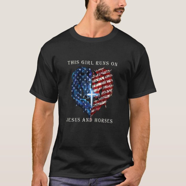 T-shirt Femme Cette Fille Coule Sur Jésus Et Chevaux Coeur (Devant)