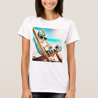 T-shirt Femme Chat | Chat drôle avec lunettes de s