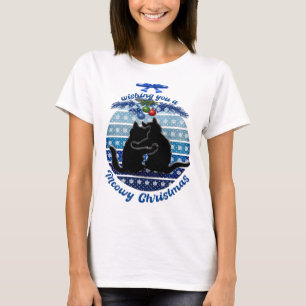 T-shirt Femme Chat de Noël, T-shirt Chat mignon