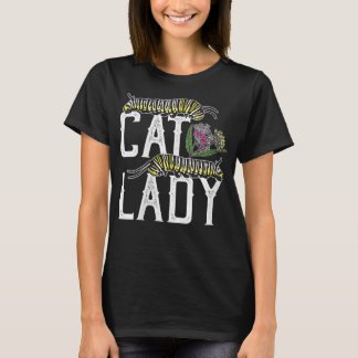 T-shirt Femme Chat Lady - Funny Monarch Papillon Caterpil