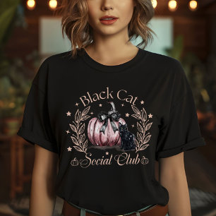 T-shirt Femme Chat Noir Club Social Halloween