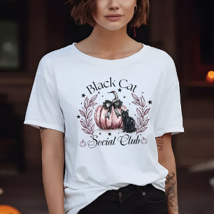 T-shirt Femme Chat Noir Club Social Halloween