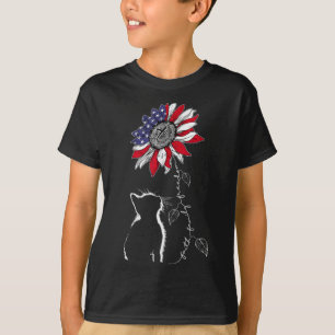 T-shirt Femme Chat Tournesol 4 juillet Foi Liberté