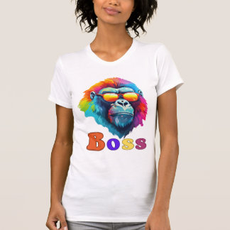 T-shirt Femme, chef de gorille de patron coloré