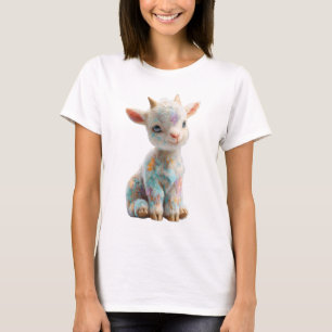 T-shirt Femme Chèvre Bébé Tachetée Pastel Fantaisiste