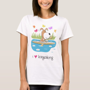 T-Shirt Femme Chien Drôle en Kayak Sport Nautique