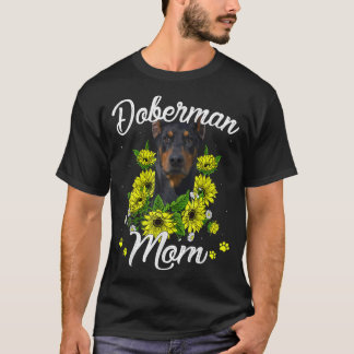 T-shirt Femme Chien Maman Fête des Mères Cadeau Tournesol 