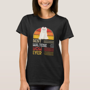 T-shirt Femme Chien Vintage Meilleur Maltais Maman Ever Mè