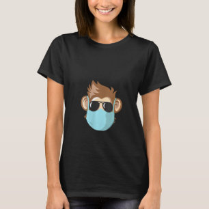 T-shirt Femme Chimpanzée Mignée Masque Visage Distance soc