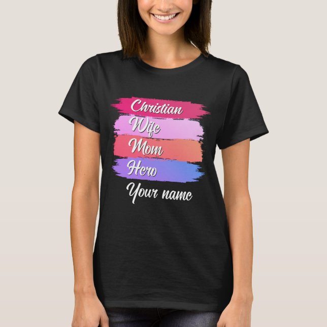 T-SHIRT FEMME CHRÉTIENNE PERSONNALISÉE MOM HERO (Devant)