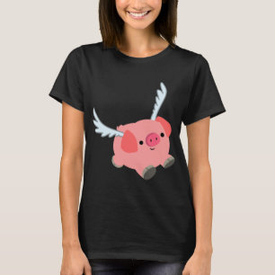 T-shirt femme cochon en caricature à ailes mignonn