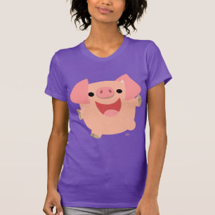 T-shirt femme cochon joyeux en caricature