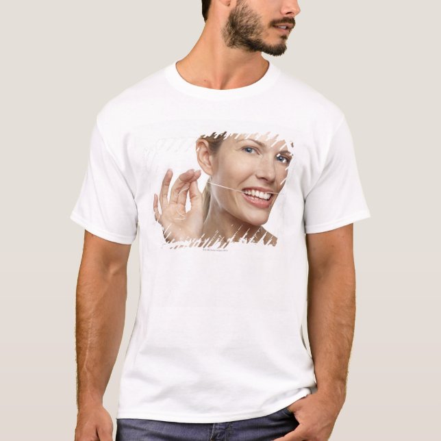 T-shirt Femme contre les dents flossing d'arrière - plan (Devant)