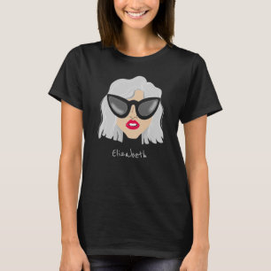 T-shirt Femme cool à Haired Gris avec lunettes Nom personn