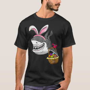 T-shirt Femme Cool Requin de Pâques Pâques Panier Lapin Or