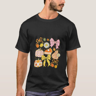 T-shirt Femme Coquette Fleur Bow Pumpkin Saison Automne F