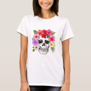 T-shirt femme crâne floral coloré