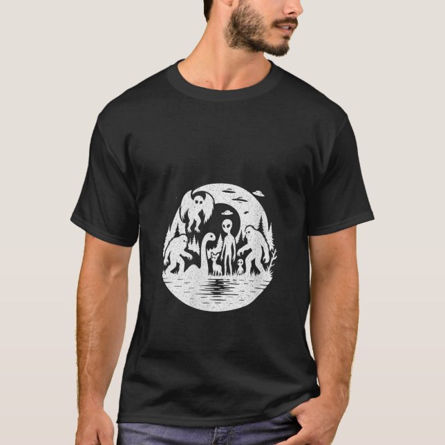 T-shirt Femme Cryptid Créatures Bigfoot Mothman Loch Ness (Devant)