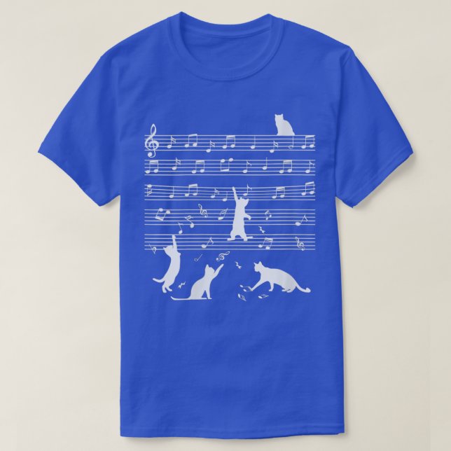 T-shirt Femme Cute Chat Kitty Jouer Musique Note Clef Musi (Design devant)